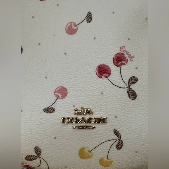 Coach Nora White Leather Cherry Kisslock Frame Crossbody - Picture 8 of 14